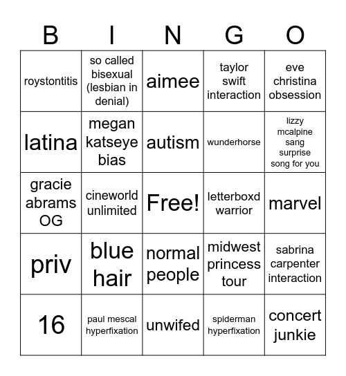 4NAGER Bingo Card