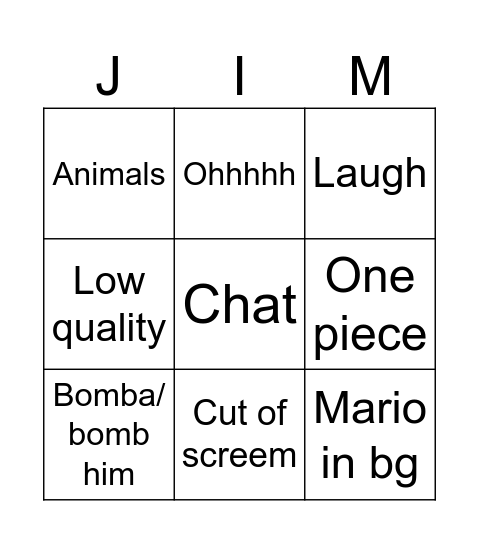 Jimmy hete Bingo Card