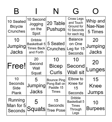 Active Bingo Card