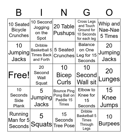 Active Bingo Card