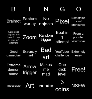 Recent tab bingo Card