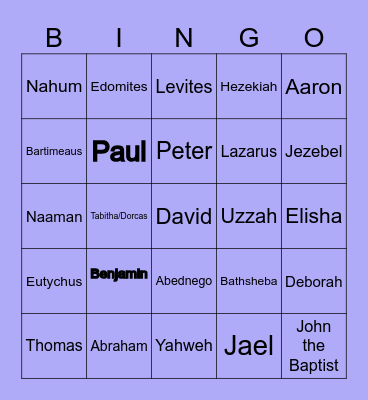 Bible Studies Bingo Card