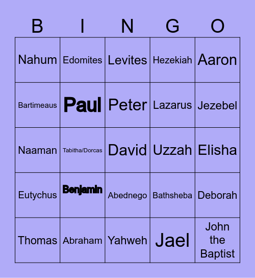 Bible Studies Bingo Card