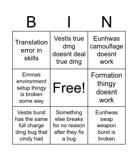 How will shift up fck up the new units this time? Bingo Card