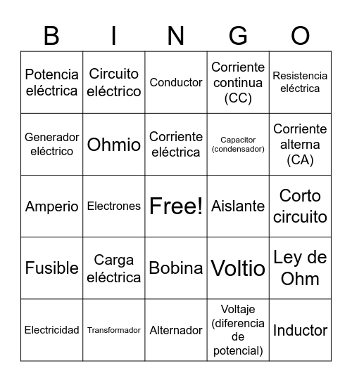 Bingo de Alta Tensión – Solo para mentes energizadas. Bingo Card