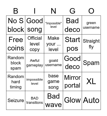 GD recent tab Bingo Card