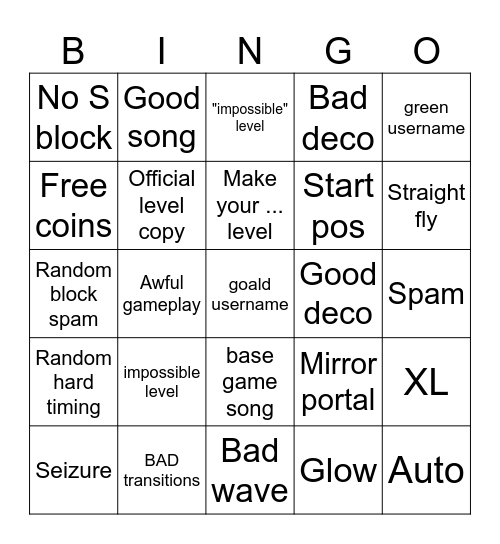 GD recent tab Bingo Card
