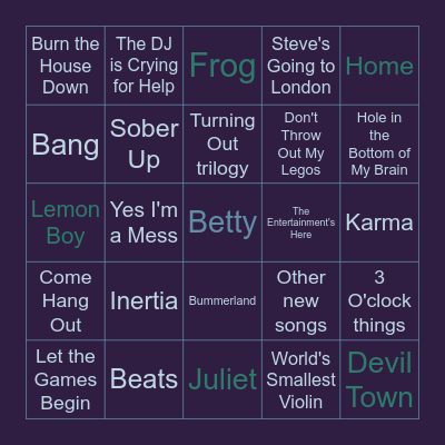 AJR Cavetown Bingo Card