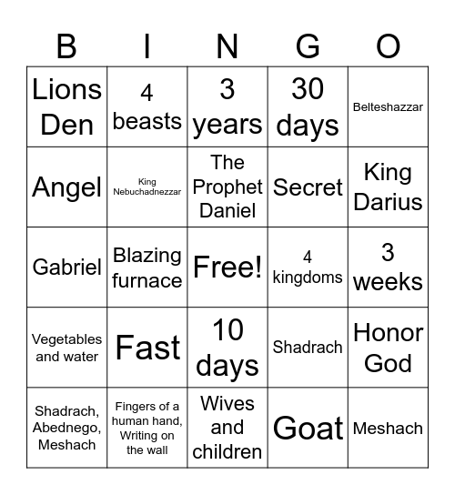 The Book of Daniel Bingo Card