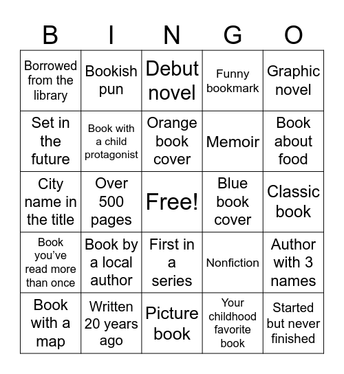 Bookstore BINGO Card