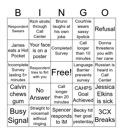 Pinnacle Interviewer Bingo! Bingo Card