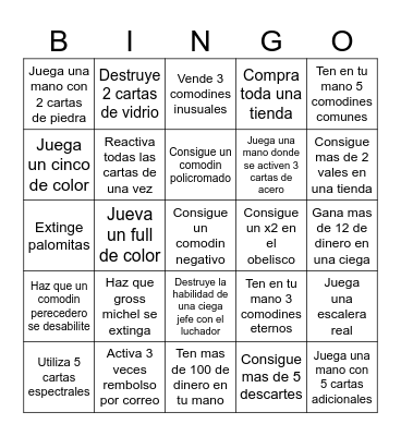 Ultimate balatro bingo Card