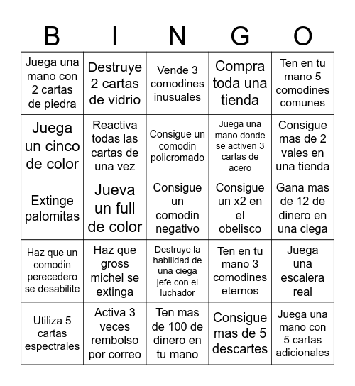 Ultimate balatro bingo Card