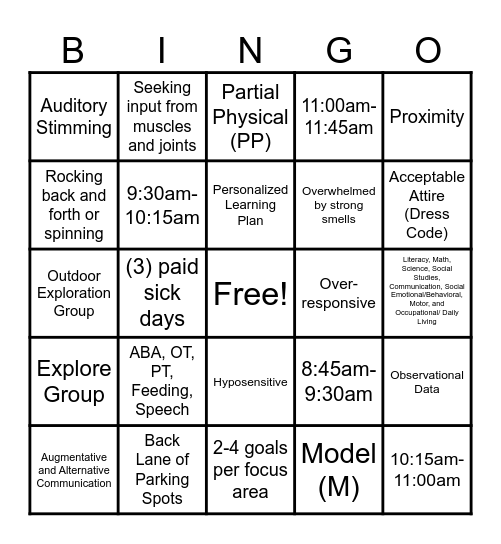 Handbook Bingo Card