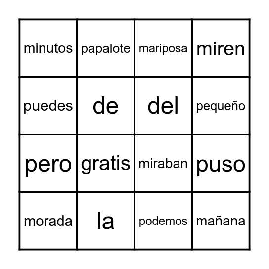 Unidad 1 Benchmark El papalote  Morado Lotería Bingo Card