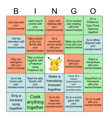 SASE Mentorship Bingo Card