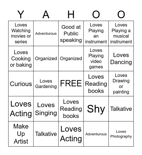 GET TO KNOW YOU Bingo Card