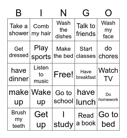 DAILY ROUTINE EXPRESSIONS Bingo Card