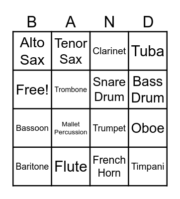 Band Bingo Card