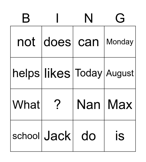 Jack Can Bingo Card