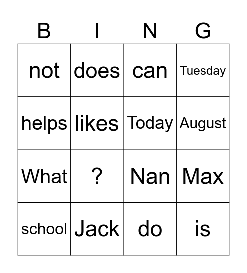 Jack Can Bingo Card
