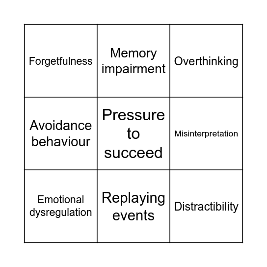 Psychological Risk Factors Bingo Card