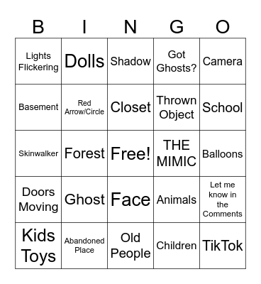 Horror Bingo Card