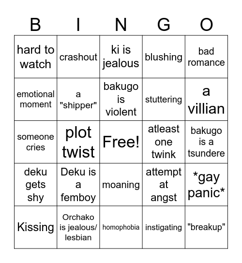 Bakudeku Bingo Card