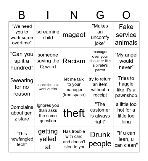 Minimum Wage bingo v2 Bingo Card