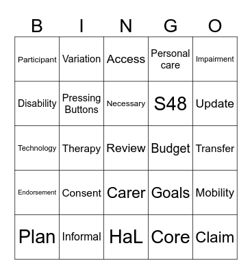 HALPO Bingo Card