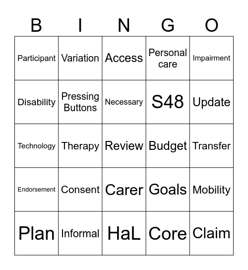 HALPO Bingo Card