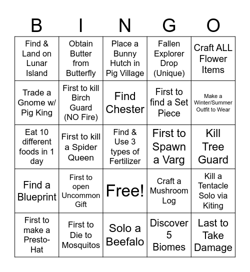 DST Couples BINGO Card