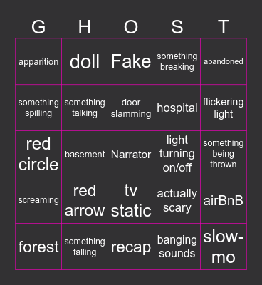 Spooky video yes yes Bingo Card