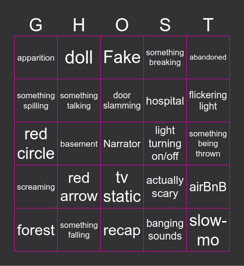 Spooky video yes yes Bingo Card