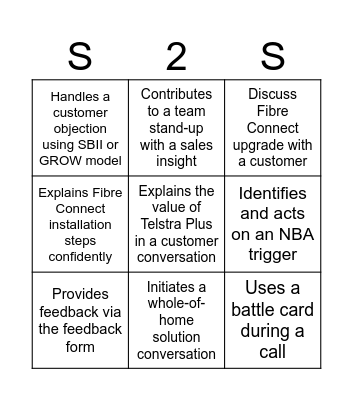 S2S Bingo Card