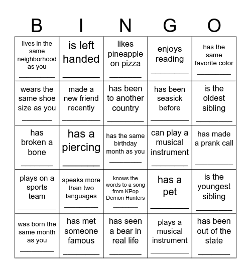 Find someone who... Bingo Card