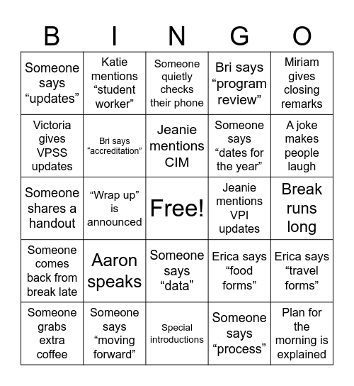 ILAT Workshop Bingo Fall 2025 Bingo Card