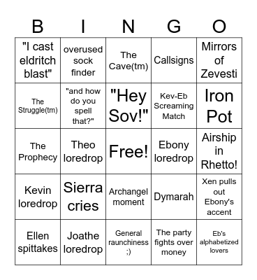 Toby and Friends Bingo Card
