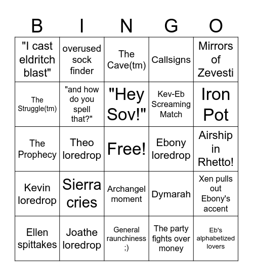 Toby and Friends Bingo Card