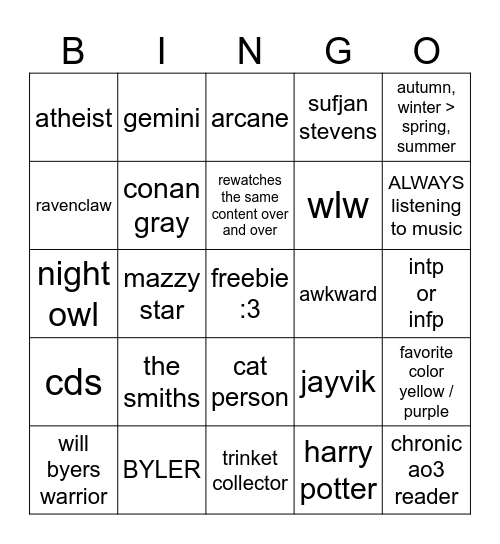 Undksmsm Bingo Card