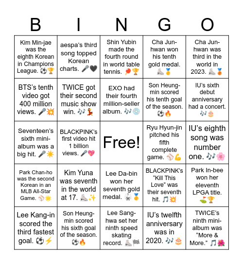 B13 L1 Ordinal Bingo Card