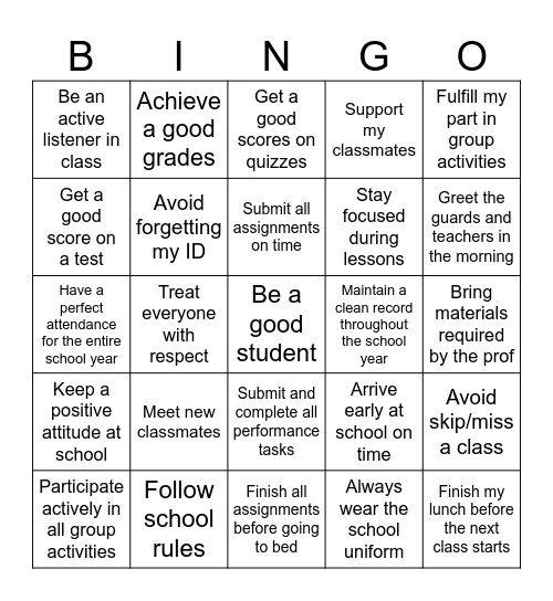 Mharvin A. Montablan Bingo Card