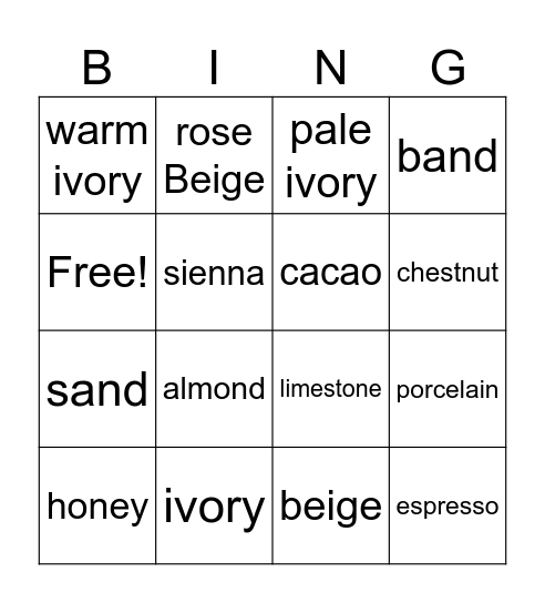 Our Skin (Skin Tones) Bingo Card