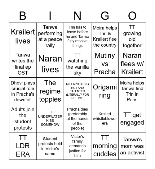 SHINE EP 8 Bingo Card