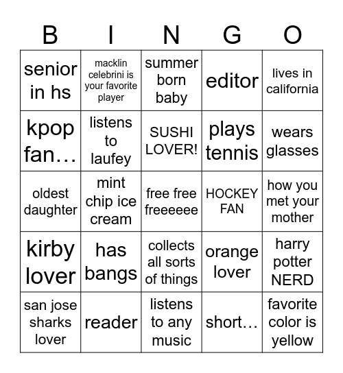 JUNEBUG BINGO GO Bingo Card