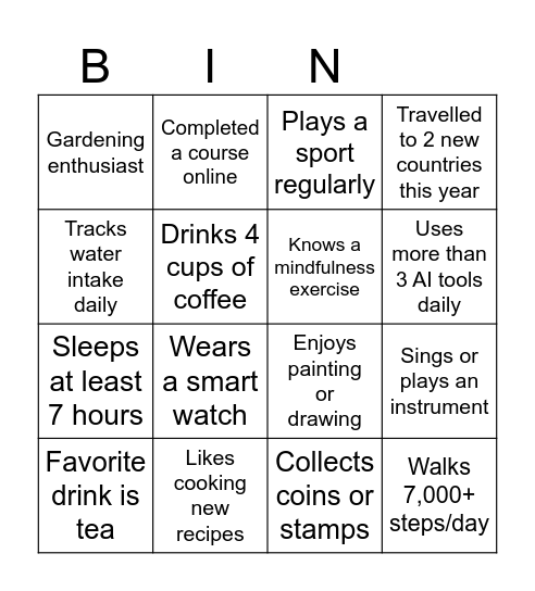 PMO Icebreaker Bingo Card