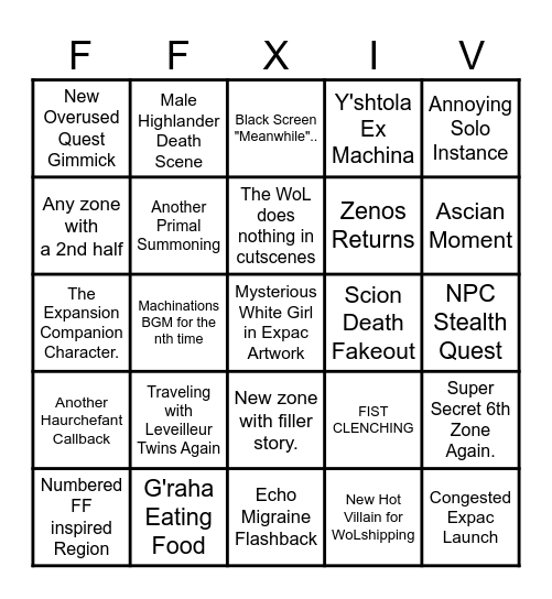 FFXIV 8.0 Bingo Card
