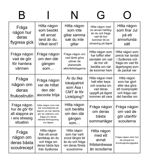 Mingelbingo! Bingo Card