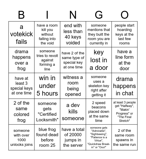public server bingo Card