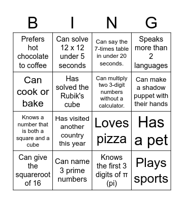 About us Bingo Card